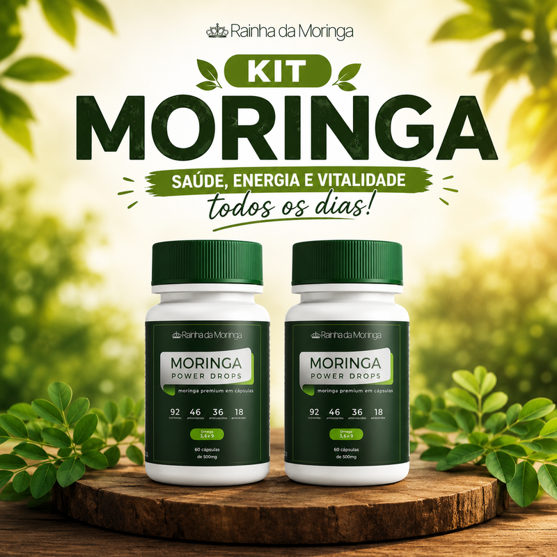 2 Potes de Moringa com 60 cápsulas cada *Mais Vendido*