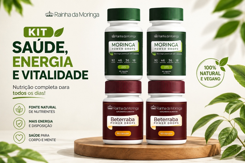Kit 2 Potes de Moringa + 2 Potes de Beterraba (Mais Vendido)