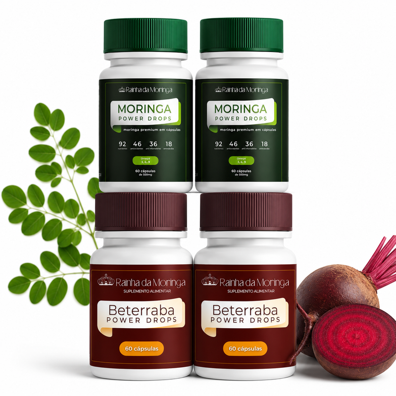 Kit 2 Potes de Moringa + 2 Potes de Beterraba (Mais Vendido)