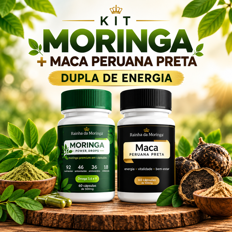 Dupla Moringa +Maca peruana Preta ( kit com 1 pote de cada) + Brinde