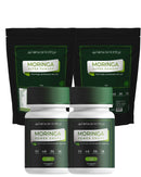 Combo com 2 potes de moringa e 2 moringa em pó com 100 g em cada pacote