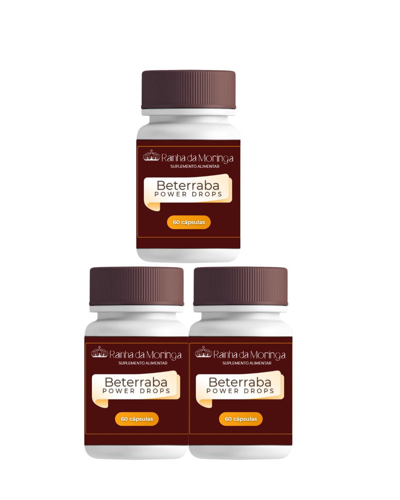 Kit Beterraba Power Drops – 3 Potes com 60 Cápsulas Cada