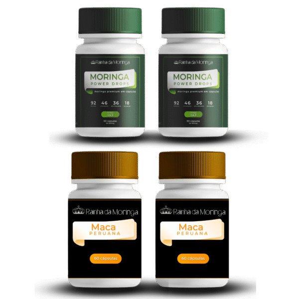 Kit 2 Potes de Moringa + 2 Maca peruana