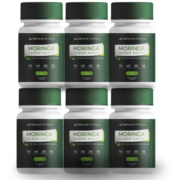 6 potes de moringa com 60 cápsulas cada